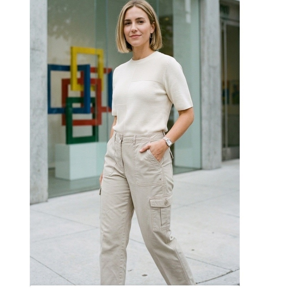 Vintage Lauren Ralph Lauren Khaki Cargo Cotton Pants Women's Size 12 Utility Y2K